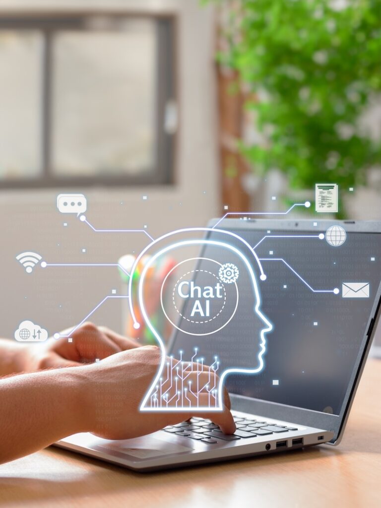 Vertical Photo of A man chats with an artificial intelligence and uses it to optimize tasks to be performed SSUCv3H4sIAAAAAAAACpxSy27CMBC8V+o/RD43UiA4gf4K6mH9gFg1NvKDqkL8e9d2jMy1t+zs7uyMJ/f3t64jDLzi5LO7pwprpXX0wUFQ1iA8fKy4k0ZI1yI3N05DC4BqKylUsE6BbkEGgS8GLhJBE7VO8CM3iQ8Qope+0eKXGIJ0Plj+jfB2bsY5BHlG/peFauZY6q42chM3sEXIqqVciCxjFSrk/9osH1/PxzhLw3+Ttkej2kktoZg8llHy/YMWL9nFOgRRKNu4ulkOOg2MDROoKzh42bs6xZU5N4gNS86sMnEbTXBJ1dMM0dZegemUyAnPyIov4D2Oi4q3b49/iL00d4wN2dPKSgSGk8rNOI77cX+gdKb7ad4dhnWghL0o5MlyKlGOWonWlUoKiJgBNqdR9ttJ8n5HGe3ZILb9BhilHGDaccAsHn8AAAD//wMAnHtnz9UCAAA=